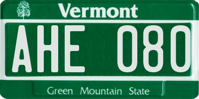 VT license plate AHE080