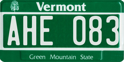 VT license plate AHE083