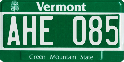 VT license plate AHE085