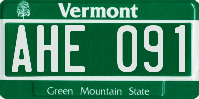 VT license plate AHE091