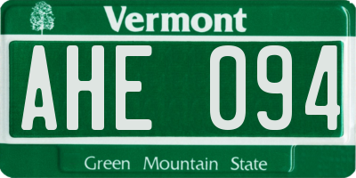 VT license plate AHE094