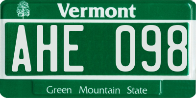 VT license plate AHE098