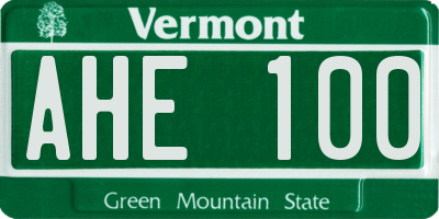 VT license plate AHE100