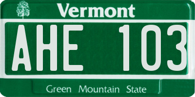 VT license plate AHE103