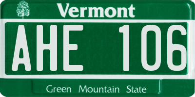 VT license plate AHE106