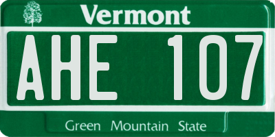 VT license plate AHE107