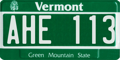 VT license plate AHE113