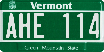 VT license plate AHE114