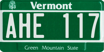 VT license plate AHE117