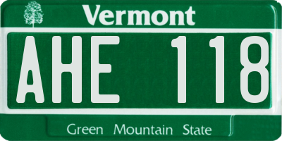 VT license plate AHE118