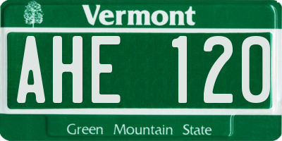 VT license plate AHE120
