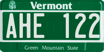 VT license plate AHE122