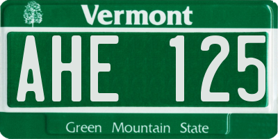 VT license plate AHE125