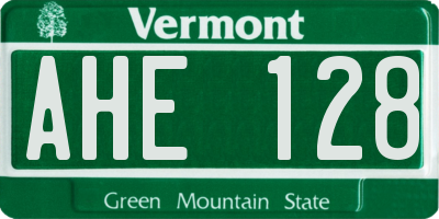 VT license plate AHE128