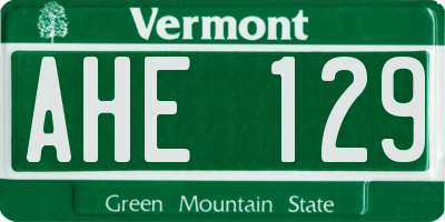 VT license plate AHE129