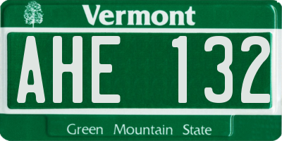 VT license plate AHE132