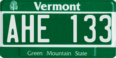 VT license plate AHE133