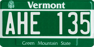 VT license plate AHE135