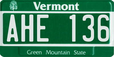 VT license plate AHE136