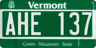 VT license plate AHE137