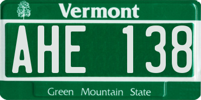 VT license plate AHE138