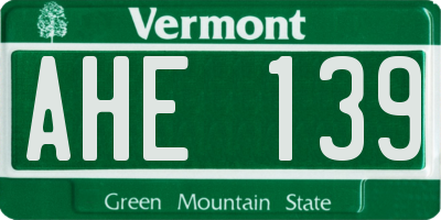 VT license plate AHE139