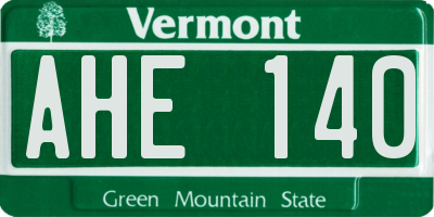VT license plate AHE140