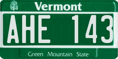 VT license plate AHE143