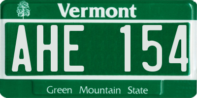 VT license plate AHE154