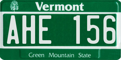 VT license plate AHE156