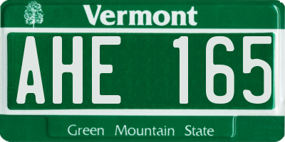 VT license plate AHE165