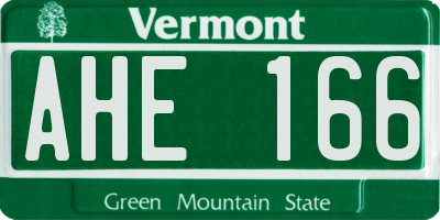 VT license plate AHE166