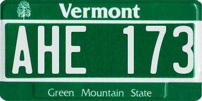 VT license plate AHE173