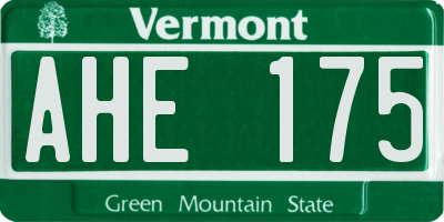 VT license plate AHE175