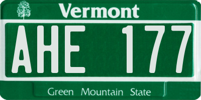 VT license plate AHE177