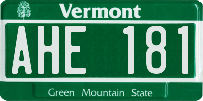 VT license plate AHE181