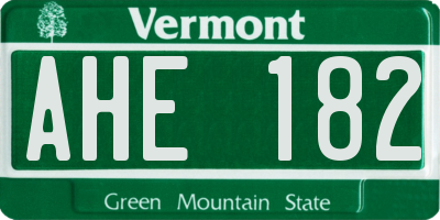 VT license plate AHE182