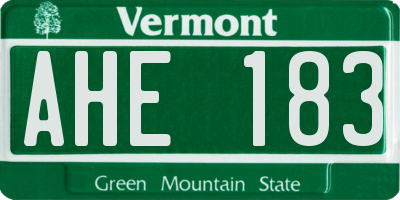VT license plate AHE183