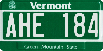 VT license plate AHE184