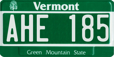 VT license plate AHE185