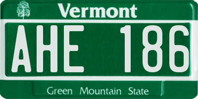 VT license plate AHE186