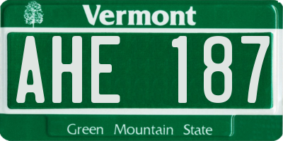 VT license plate AHE187