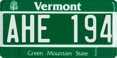 VT license plate AHE194