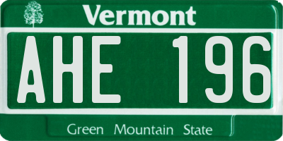 VT license plate AHE196