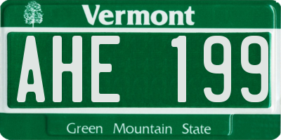 VT license plate AHE199
