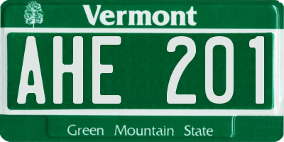 VT license plate AHE201