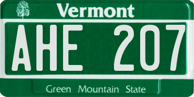 VT license plate AHE207