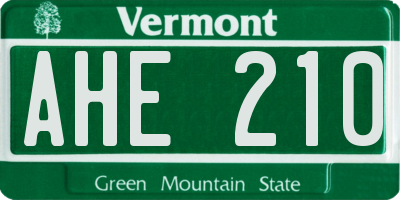 VT license plate AHE210