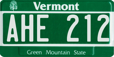 VT license plate AHE212