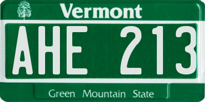 VT license plate AHE213